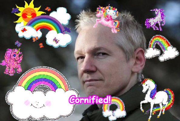 Julian Assange gives the side-eye to Cornify